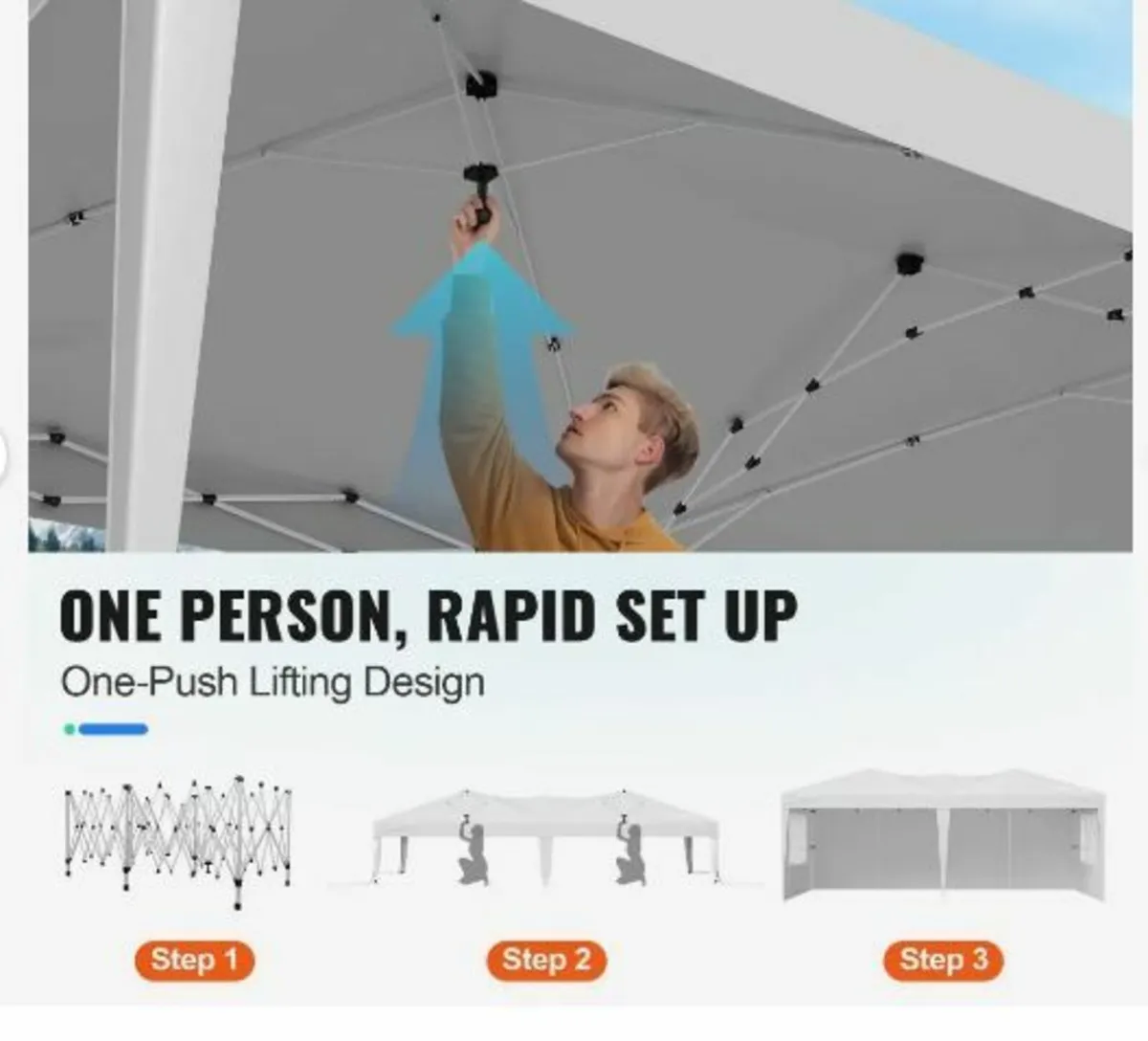 Pop Up Canopy, 5.9 x 2.96 m Instant Canopy - Image 2