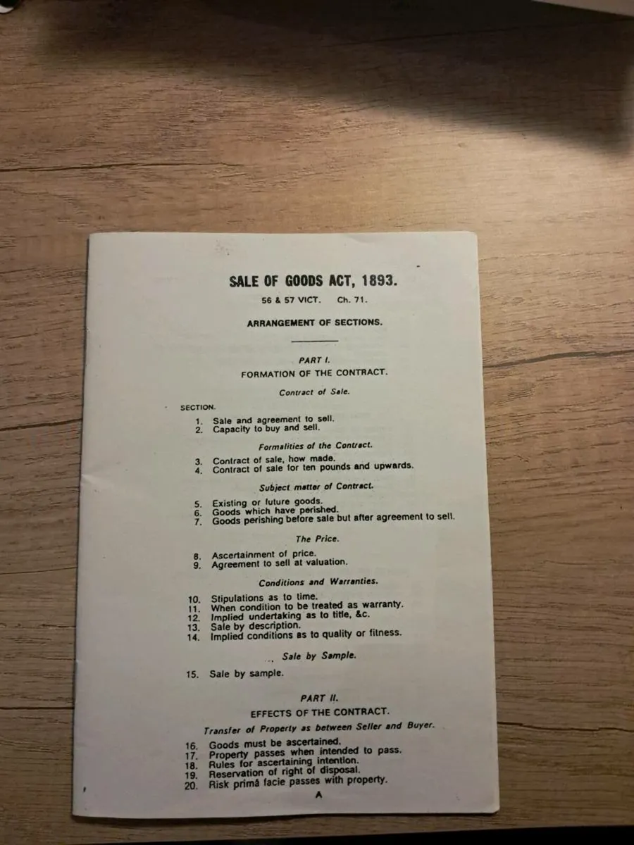 FE1 - Sale of Goods Act 1893 - Image 1