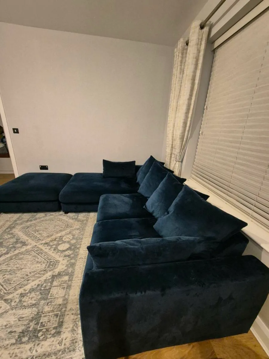 Velvet Pillow Back LHF corner couch - Image 1