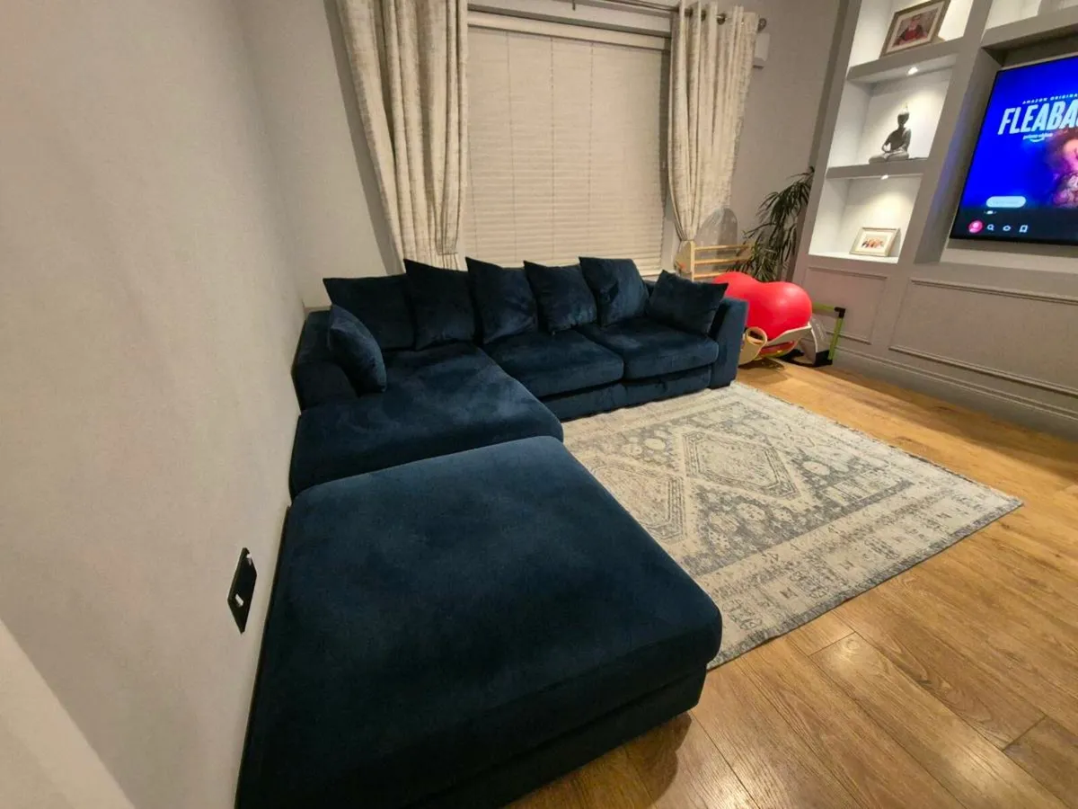 Velvet Pillow Back LHF corner couch - Image 2