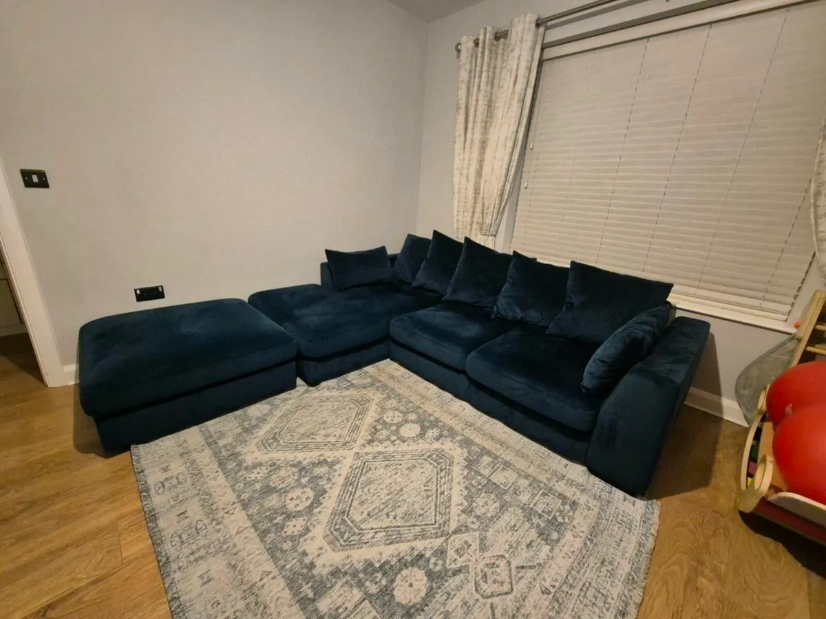 Velvet Pillow Back LHF corner couch - Image 3