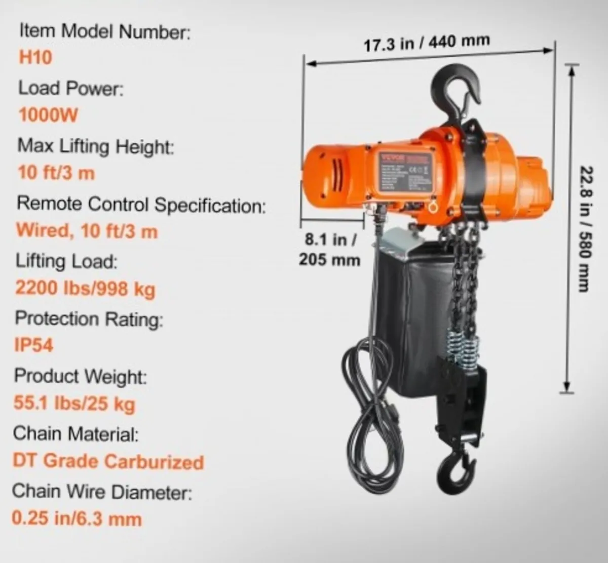 Electric Chain Hoist Single Phase Crane Hoist 997. - Image 4