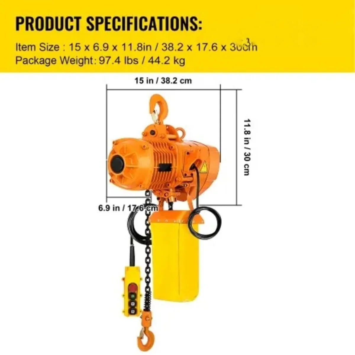 Electric Chain Hoist, 2200 lbs Load Capacity, 13 f - Image 4