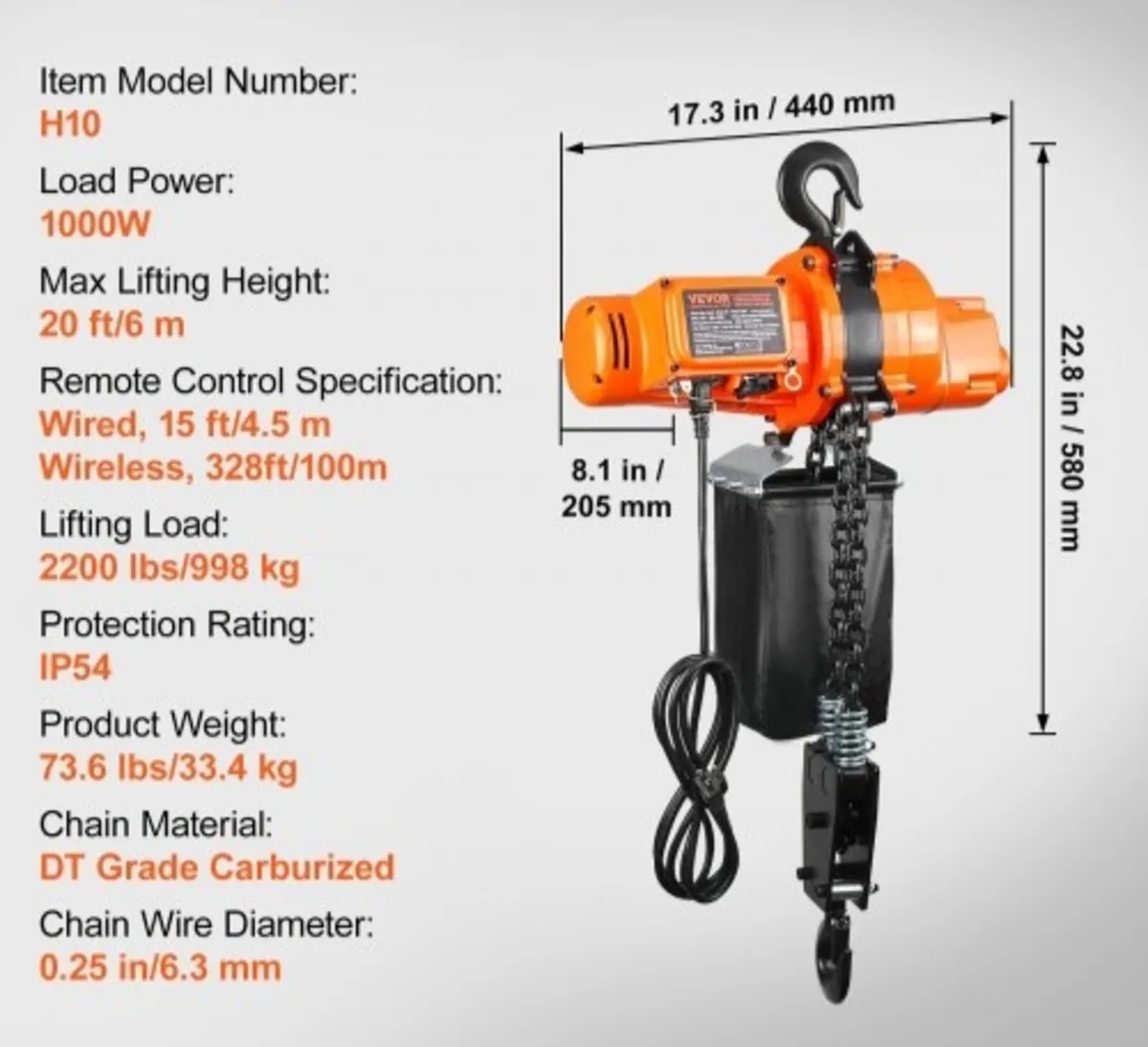 Electric Chain Hoist Single Phase Crane Hoist 997. - Image 4