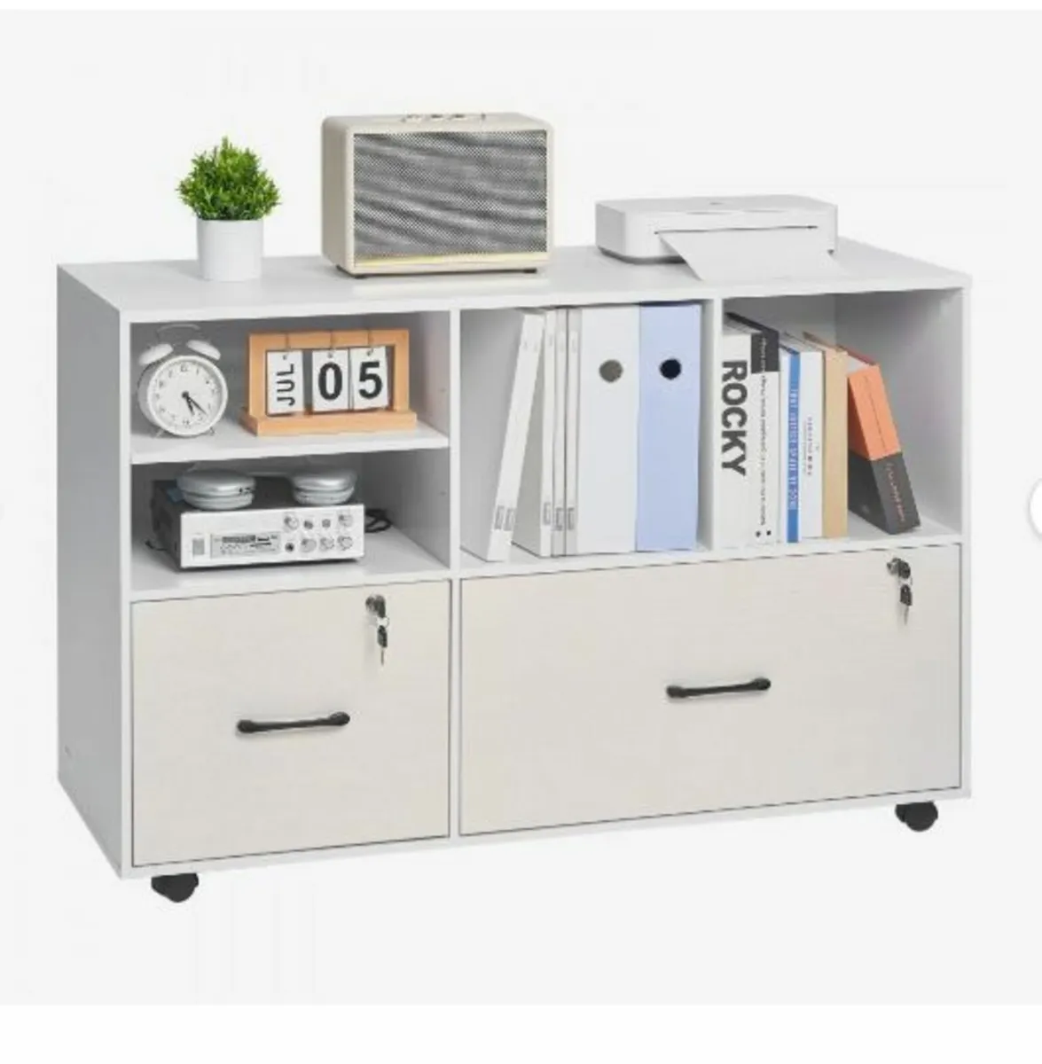 2 Drawer Wooden File Cabinet, - Image 1