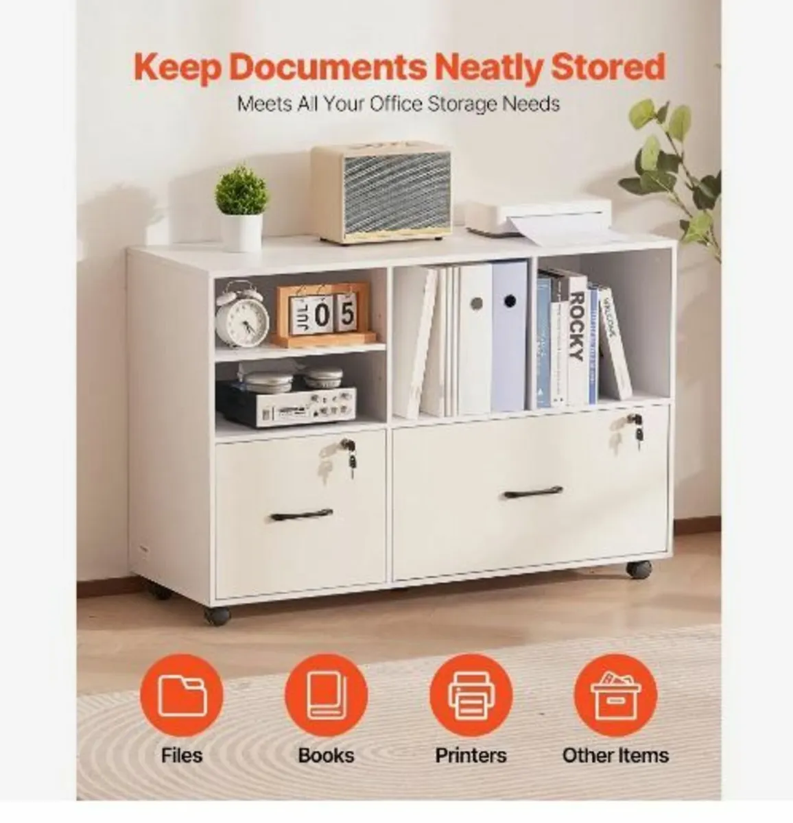 2 Drawer Wooden File Cabinet, - Image 2