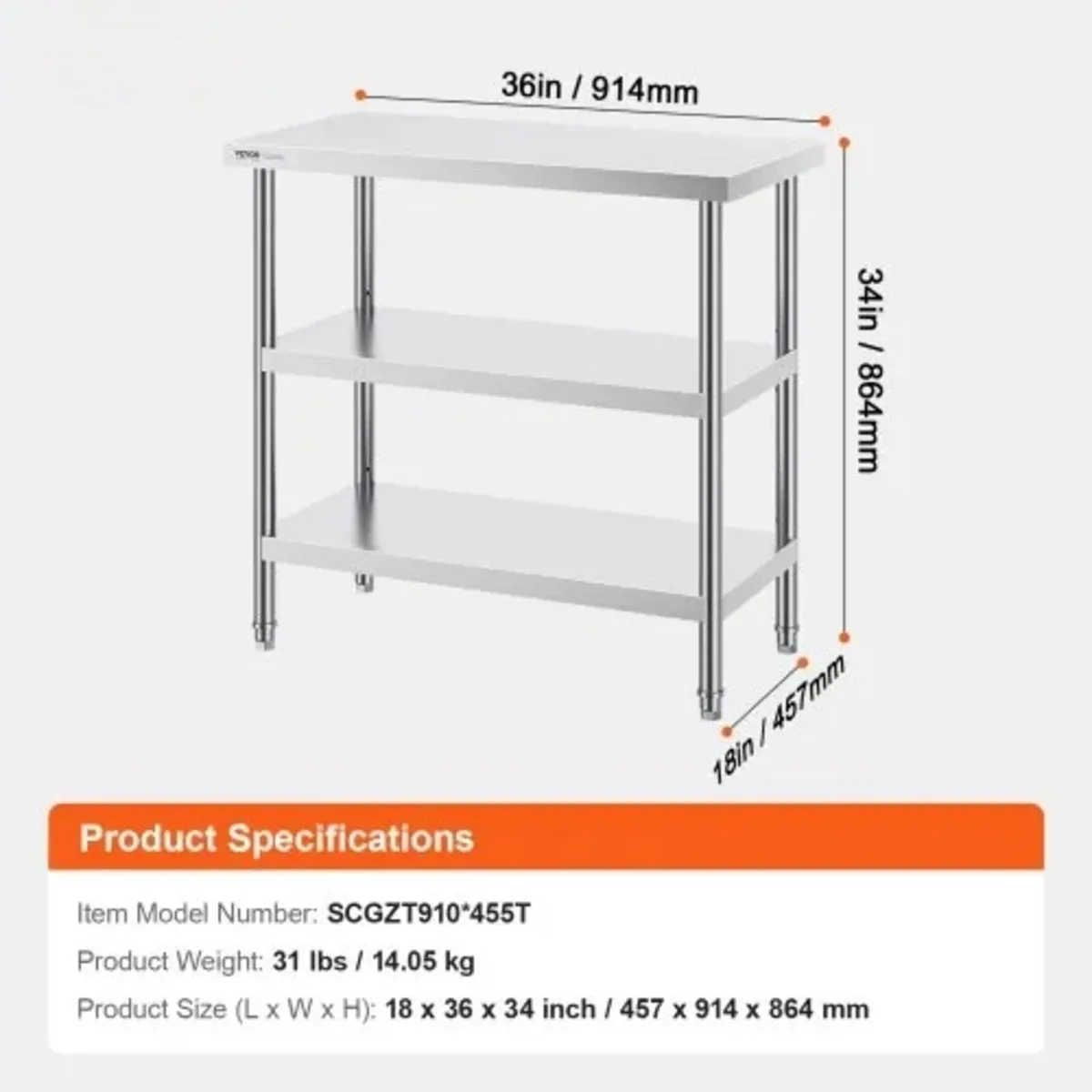 Stainless Steel Food Prep Table Commercial Kitchen - Image 3