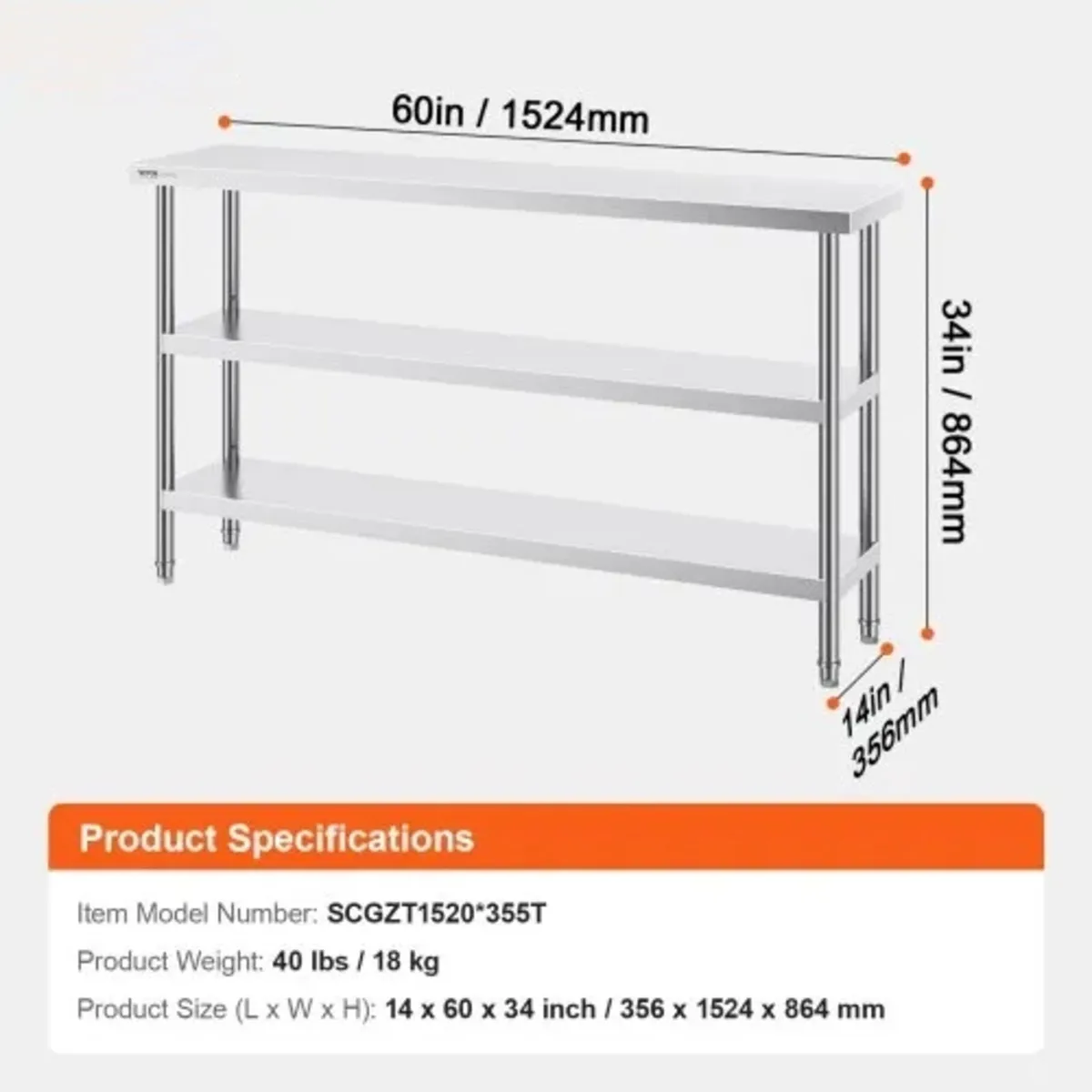 Stainless Steel Food Prep Table Commercial Kitchen - Image 3