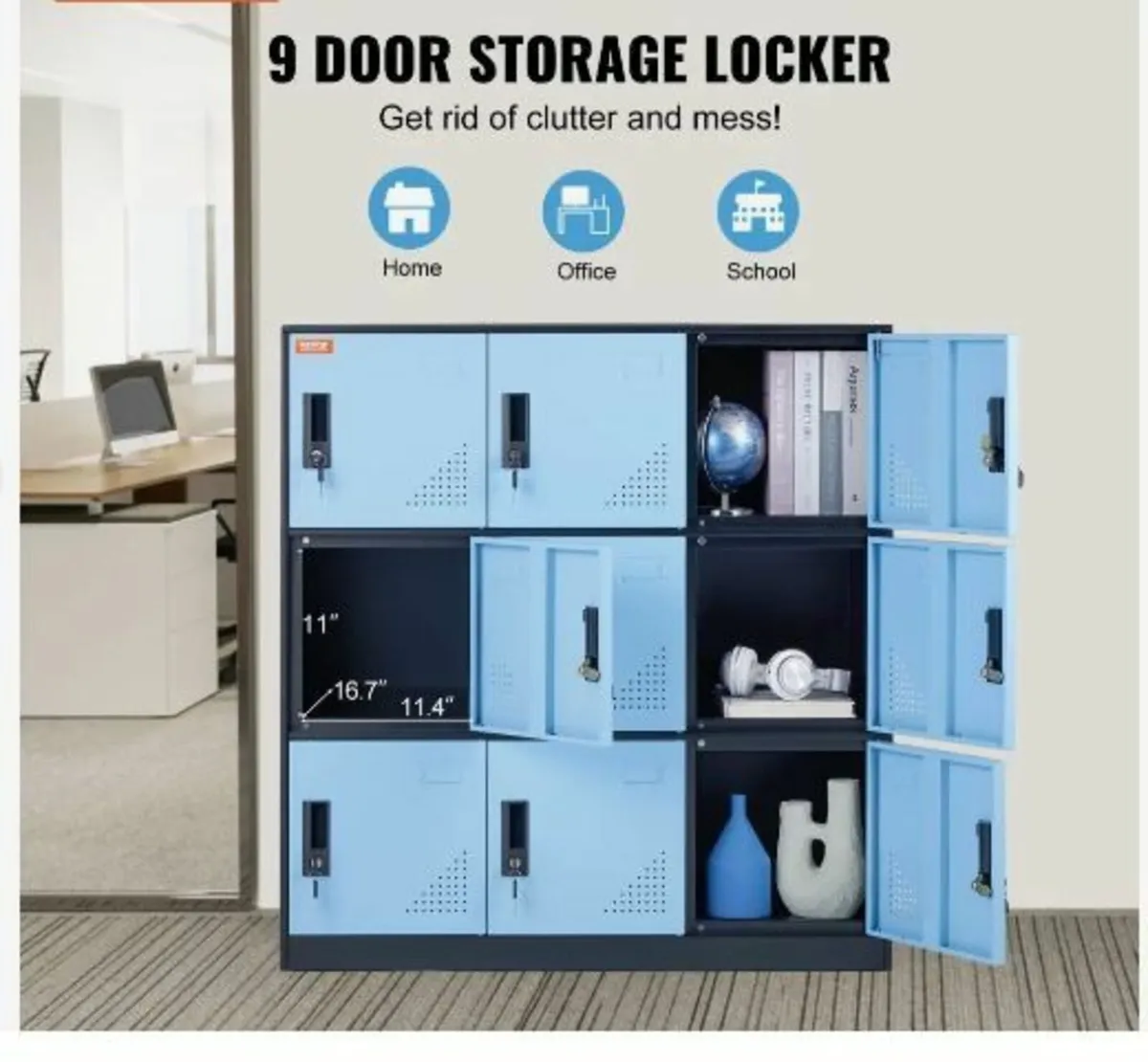Metal Locker for Employees, 9 Doors Storage - Image 3