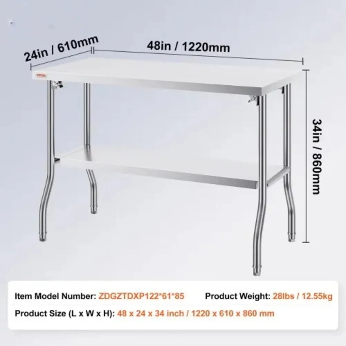 Commercial Worktable Workstation 121.9x61 cm Foldi - Image 4