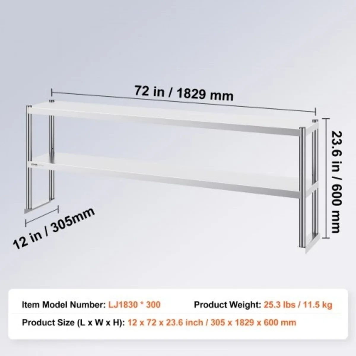 Double Overshelf, Double Tier Stainless Steel Over - Image 3