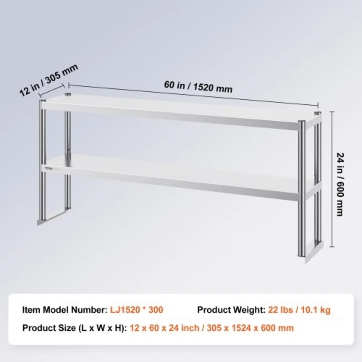 Double Overshelf, Double Tier Stainless Steel Over - Image 4