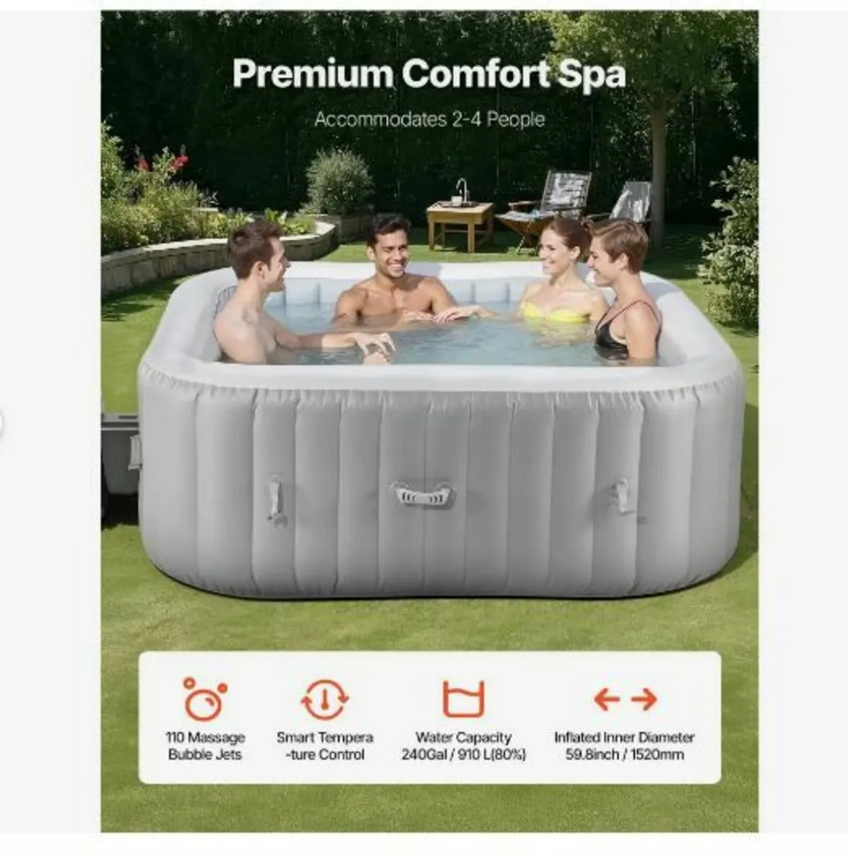 Inflatable Hot Tub, 4 to 6 Person Capacity - Image 3