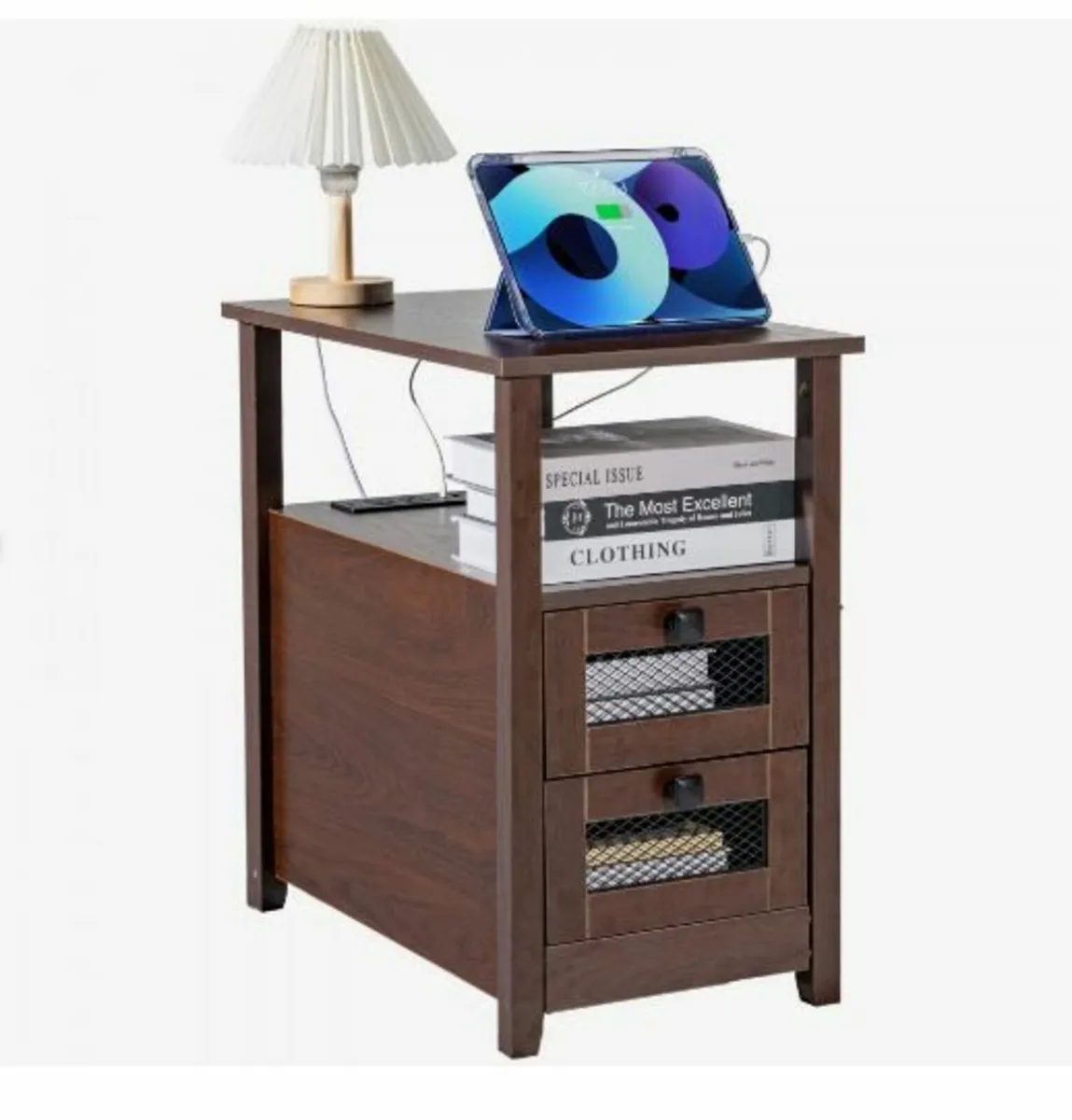 Farmhouse End Table, Narrow Night Stand - Image 1