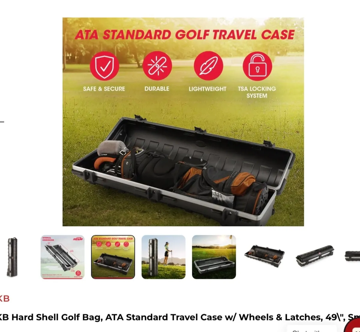 SKB Hard Shell Golf Bag. ATAStandard Travel Case - Image 1