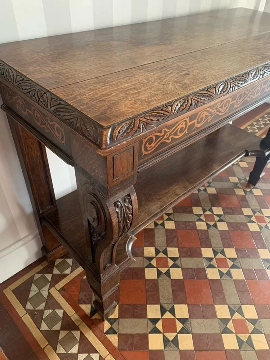 Antique Oak Hall / Console Table - Image 3
