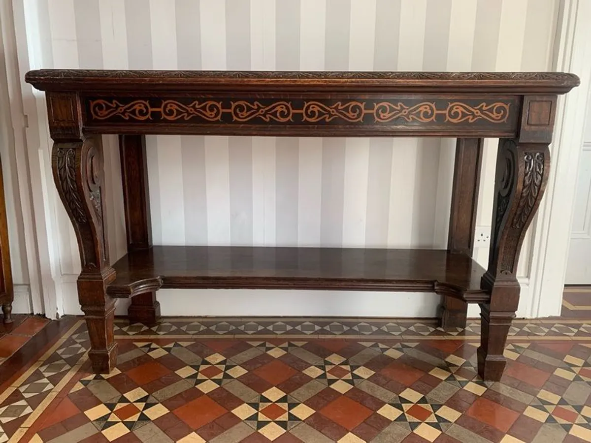 Antique Oak Hall / Console Table - Image 2
