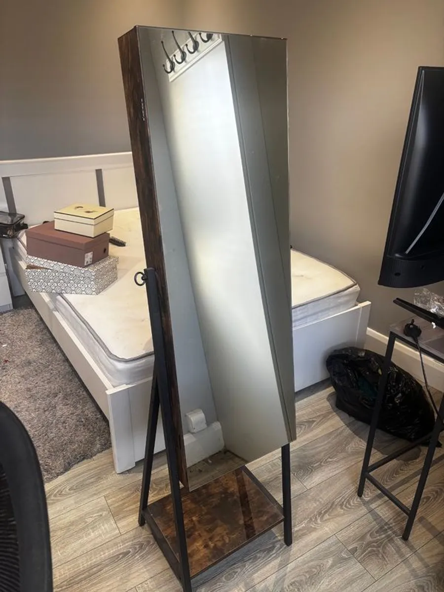 Large Mirror with Makeup and Jewelry Storage - Image 1