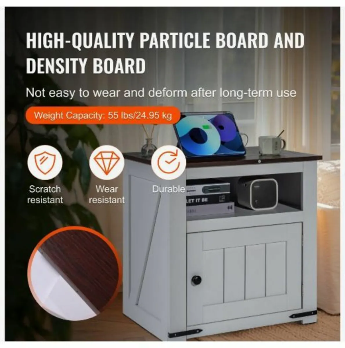 Farmhouse End Table, Square Night Stand - Image 3