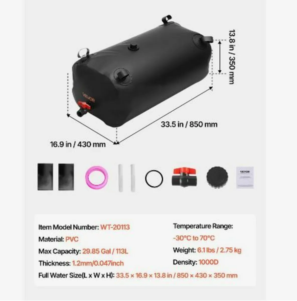 Water Storage Bladder, 113L Water Storage - Image 2
