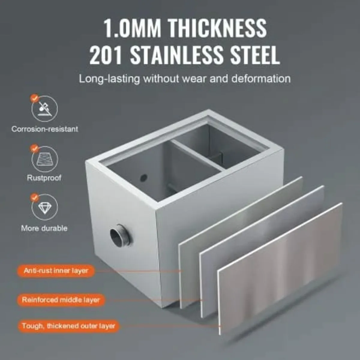 Commercial Grease Trap, 3.6 kg Grease Interceptor, - Image 4