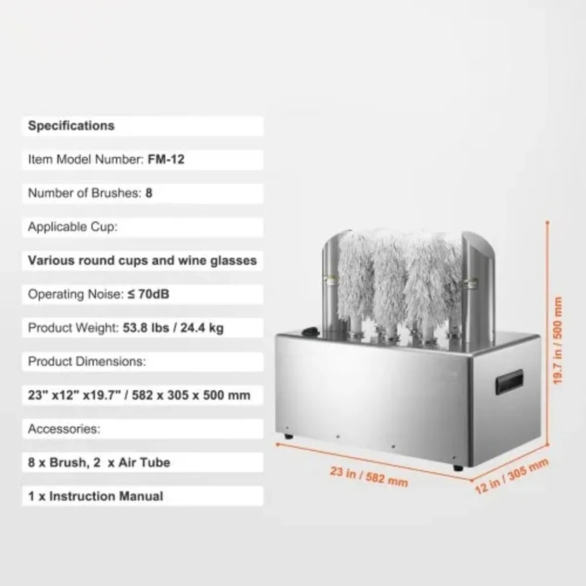 Wine Glass Polisher Machine, 8-Brush Glass Polishi - Image 3