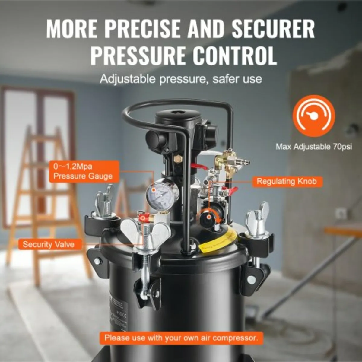 Spray Paint Pressure Pot, 10 L/2.5 gal Fully Autom - Image 2