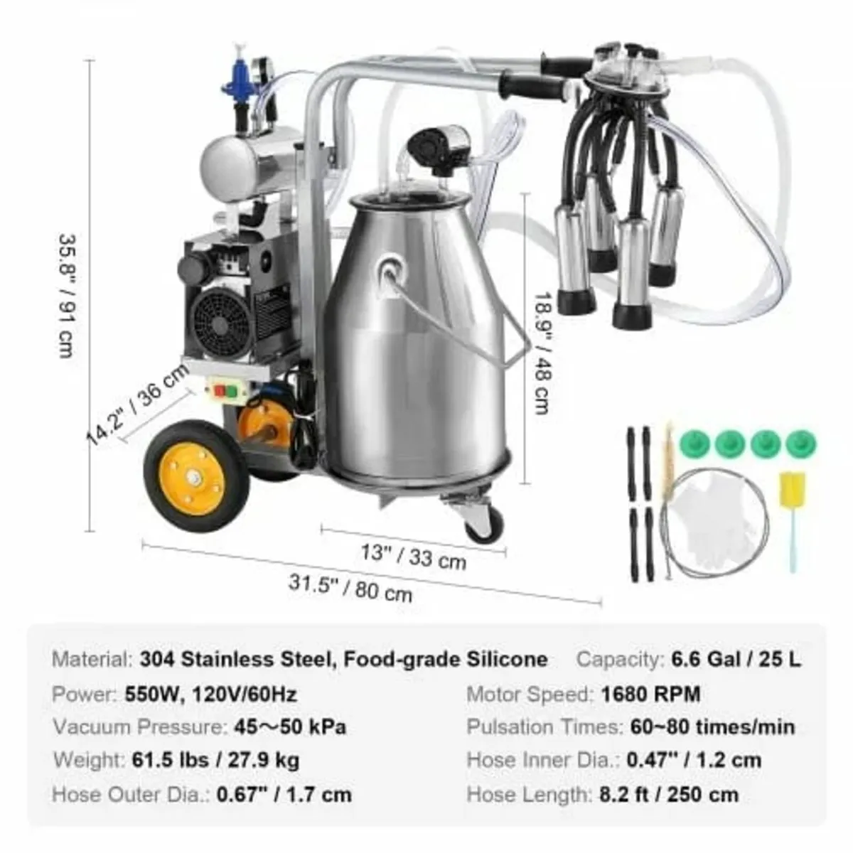 Electric Cow Milking Machine Milking Equipment 25L - Image 3