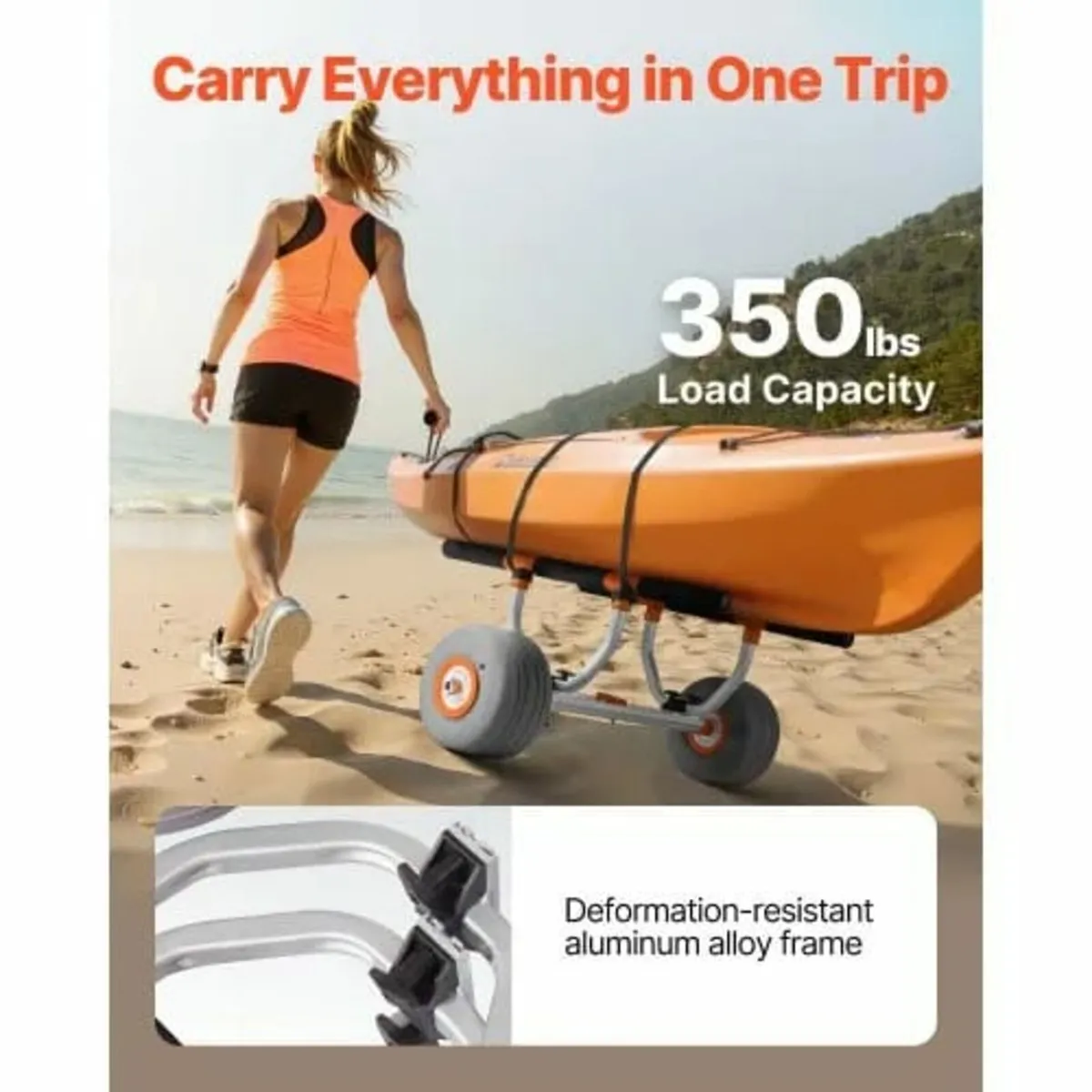 Kayak Cart, 158.8 kg Load Capacity, Kayak Trolley - Image 2