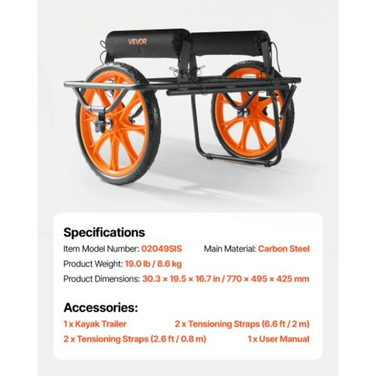 Kayak Cart, 149.7 kg Load Capacity, Canoe Cart Dol - Image 2