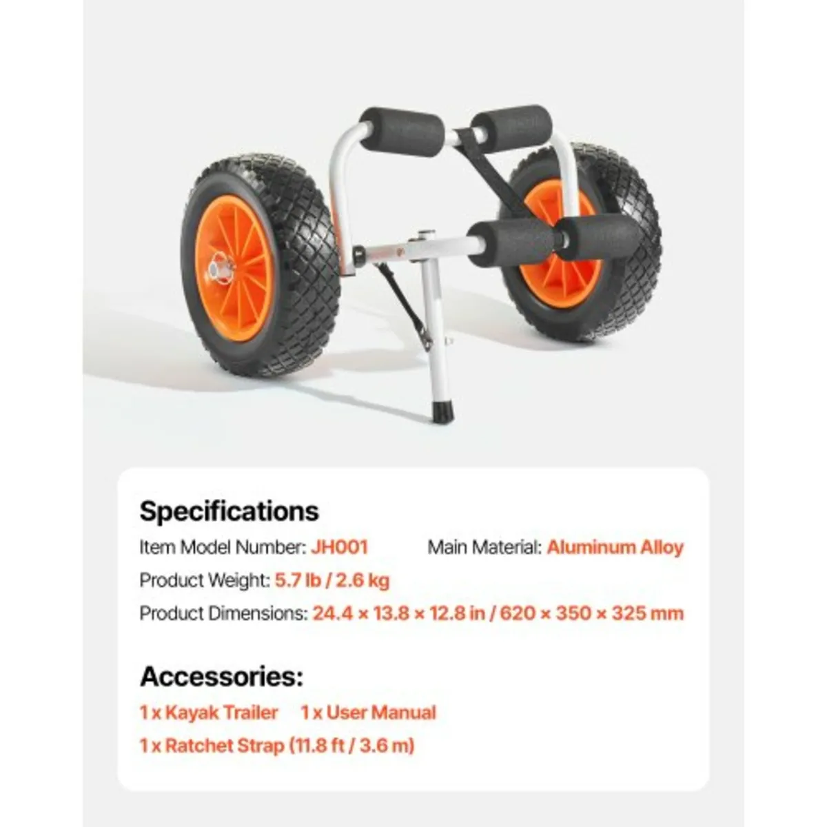 Kayak Cart, 90 kg Load Capacity, Foldable Kayak Tr - Image 4