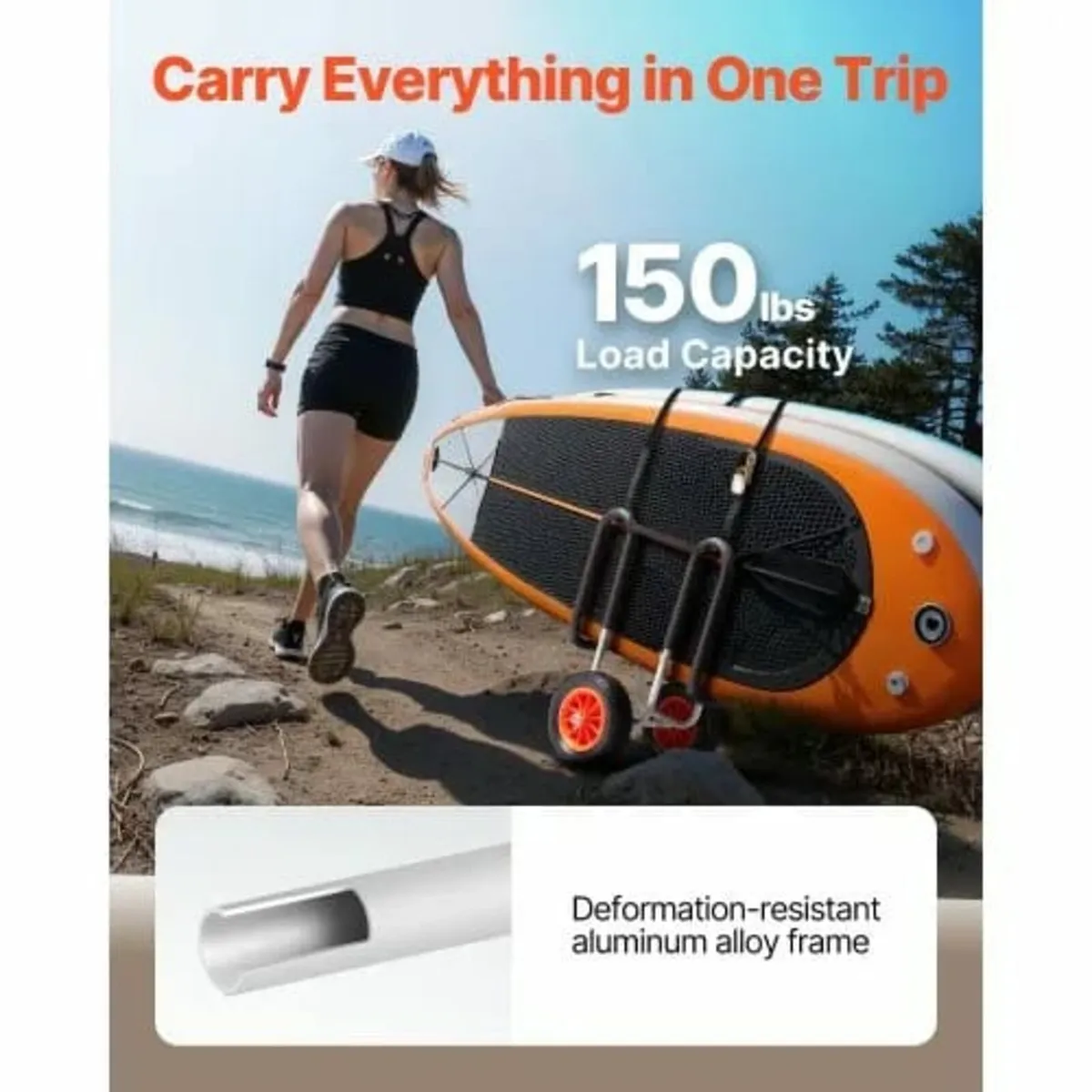 Kayak Cart, 68.0 kg Load Capacity, Stand Up Paddle - Image 2