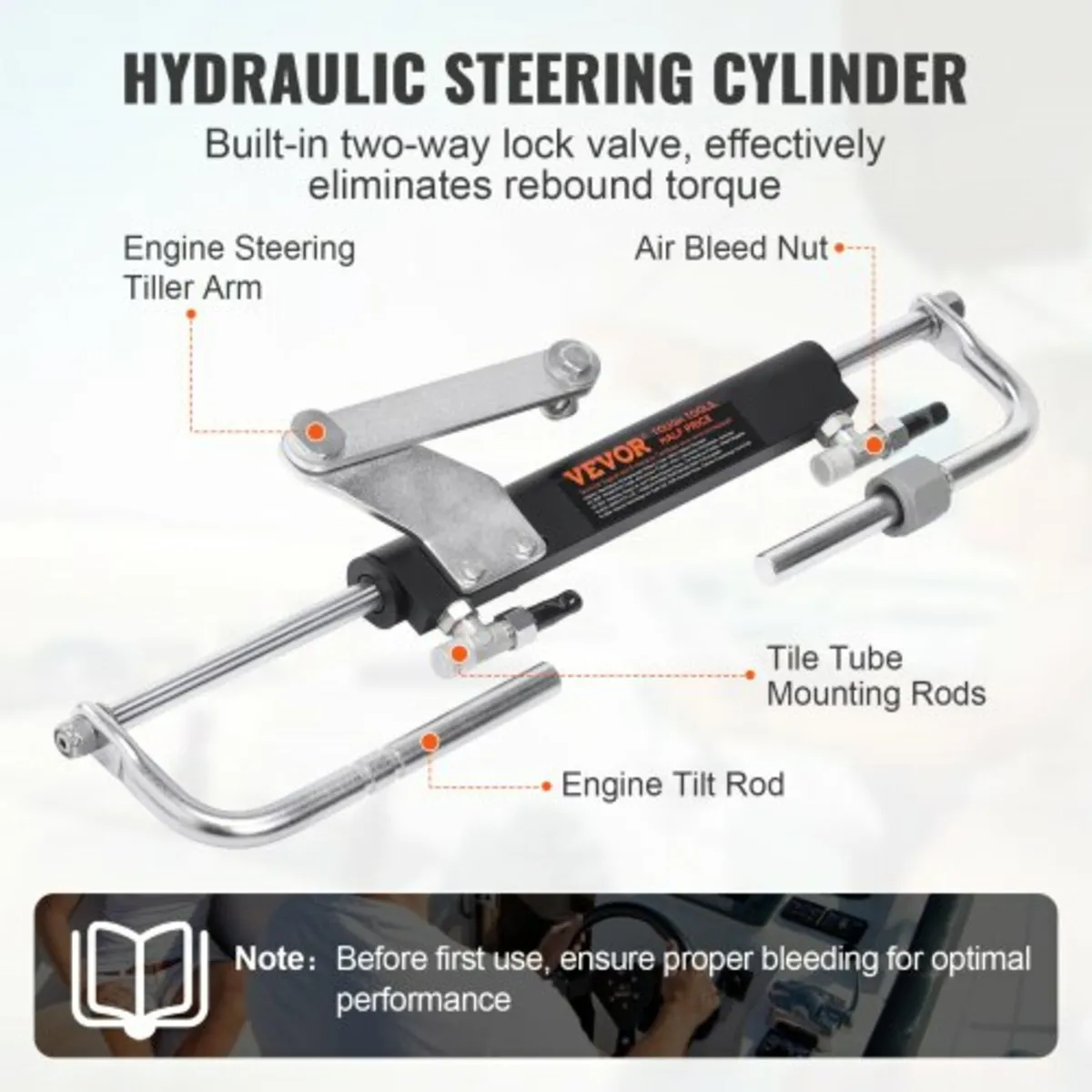 Hydraulic Outboard Steering Kit, 90HP, Marine Boat - Image 2