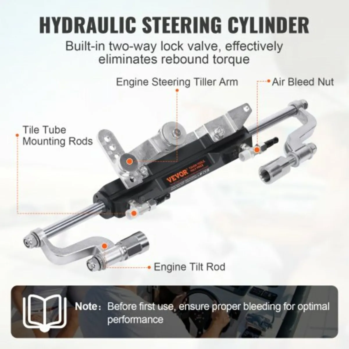 Hydraulic Outboard Steering Kit, 300HP, Marine Boa - Image 2