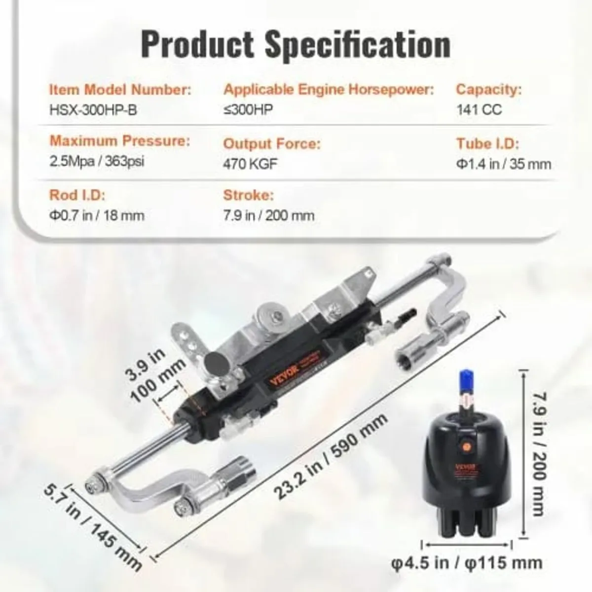Hydraulic Outboard Steering Kit, 300HP, Marine Boa - Image 3