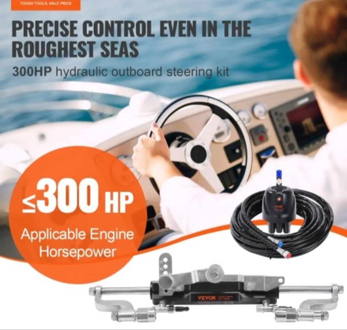 Hydraulic Outboard Steering Kit, 300HP, Marine Boa - Image 4