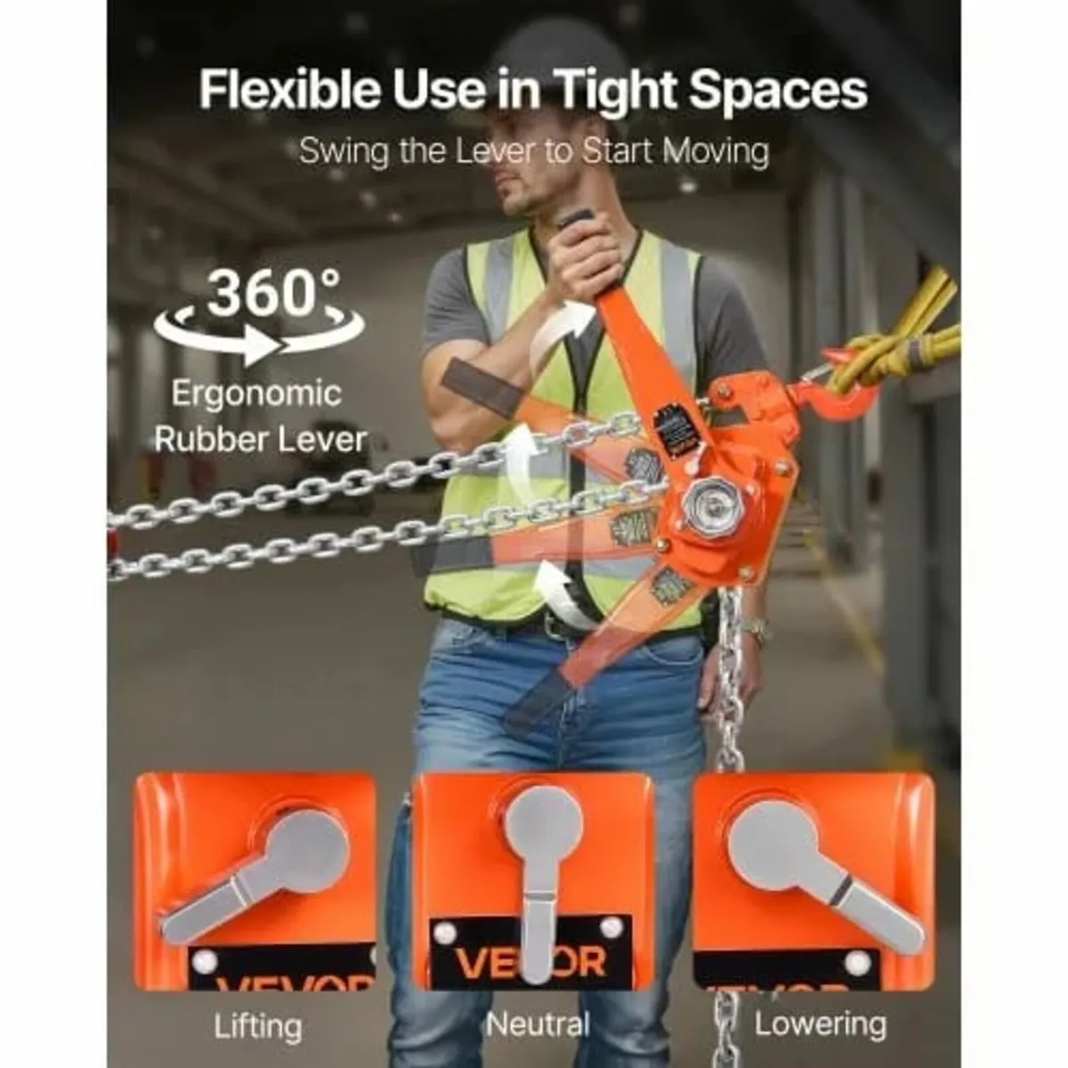 Manual Lever Chain Hoist, 6T 6000KG Capacity Heavy - Image 2