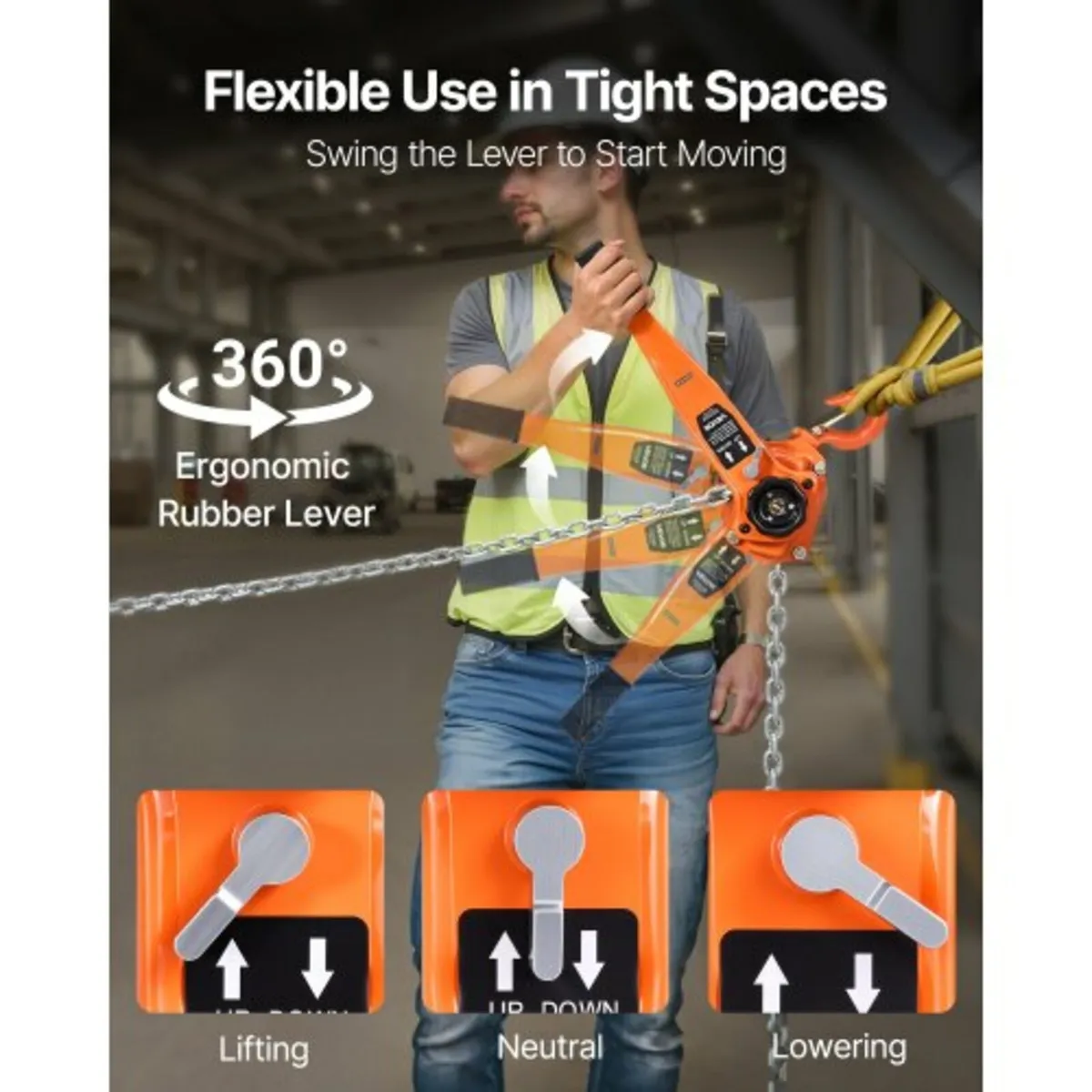 Manual Lever Chain Hoist, 1-1/2T 1500KG Capacity H - Image 4