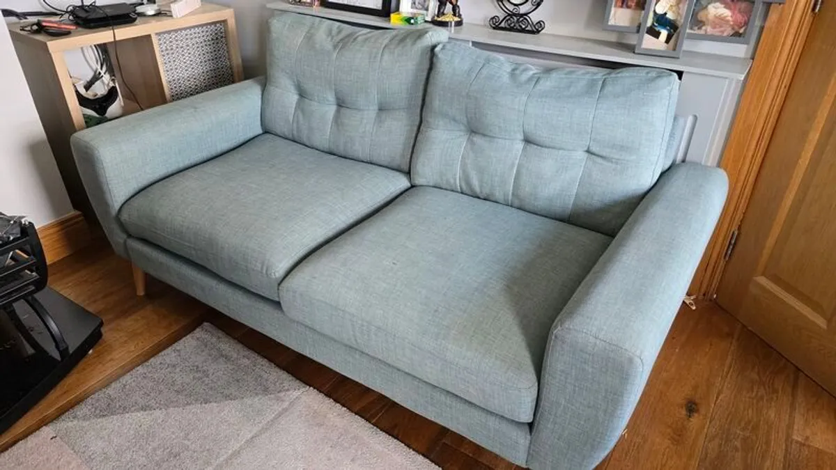 Matching Pair of 2 seater Teal Green Couched - Image 1