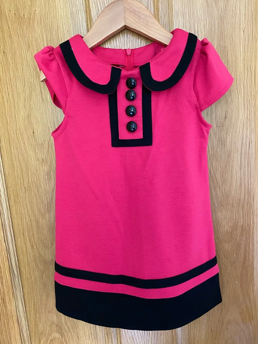 Brand New Girl’s Pink Ponti Dress Black & Pink - Image 1