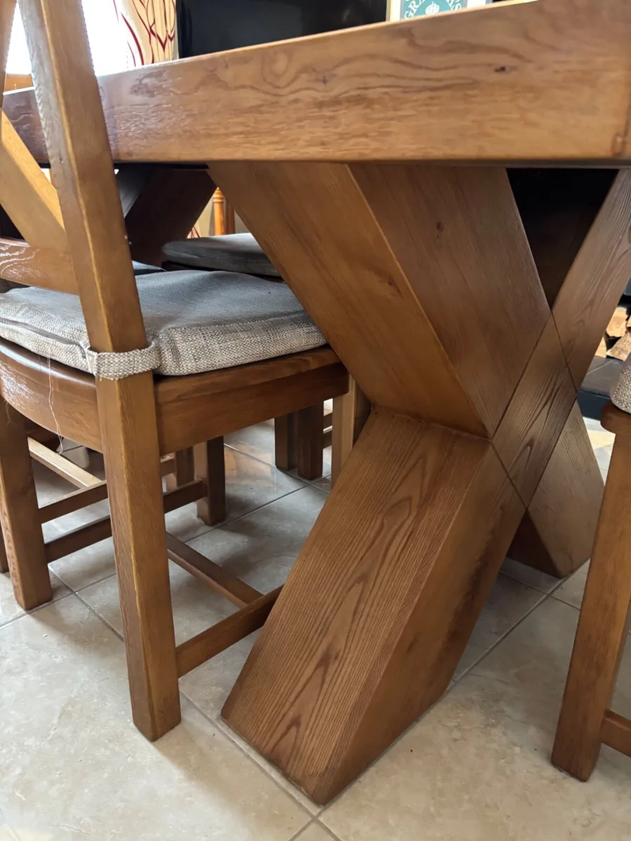 Solid Oak Dining Table and Chairs - Image 1