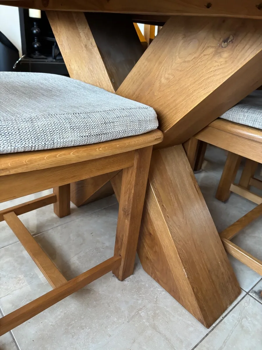 Solid Oak Dining Table and Chairs - Image 2
