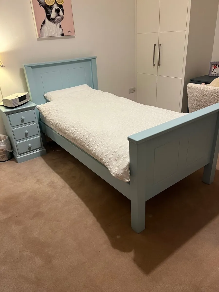 Single Bed Frame and 2x Matching Lockers - Image 1