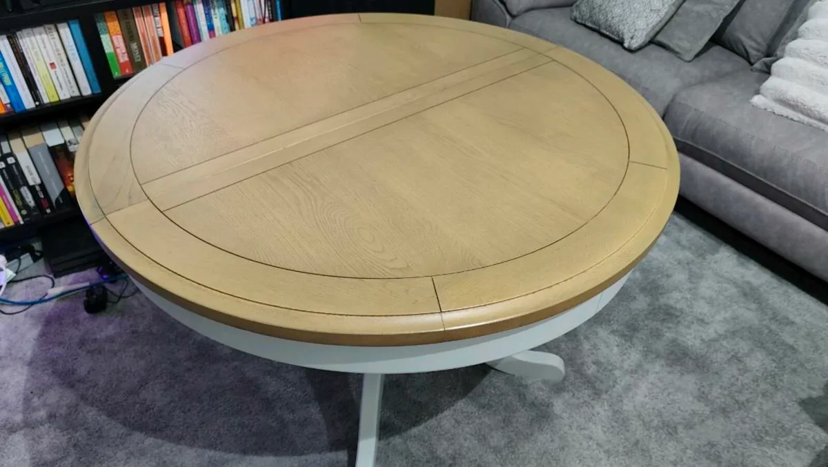 EZ Living 110cm-145cm Grey Extendable Round Dining - Image 2