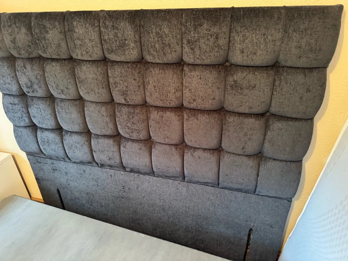 King size bed base and free standing headboard - Image 2