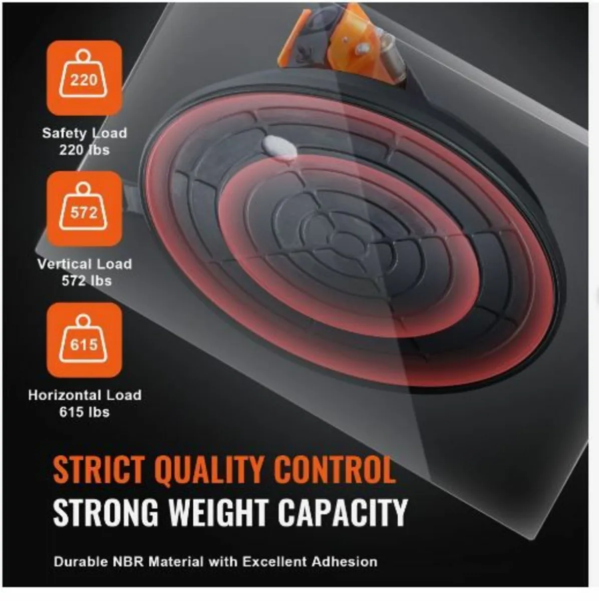 Glass Suction Cup, 20.3 cm 279 kg Load - Image 4