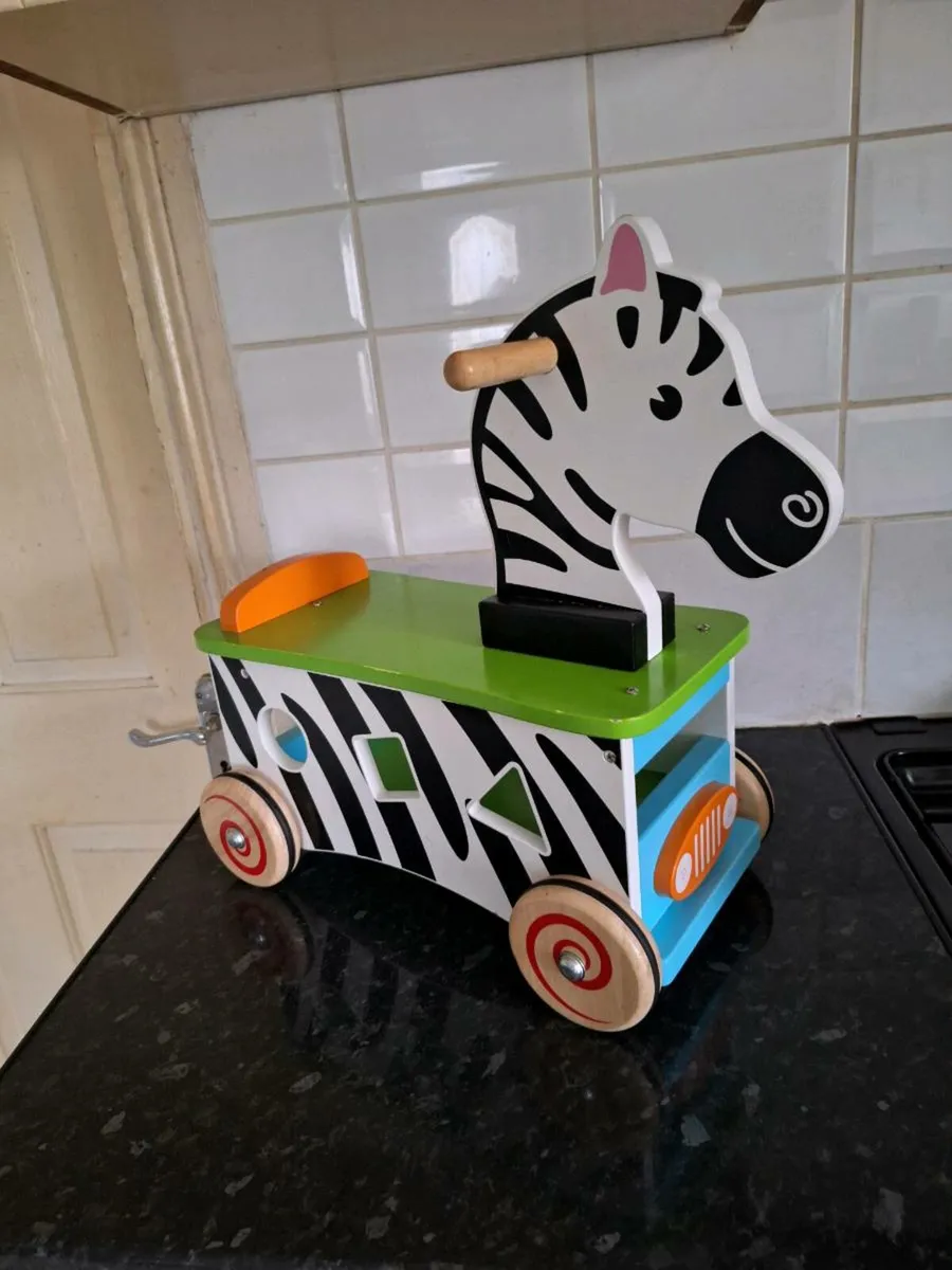Lovely wooden zebra walker - Image 1