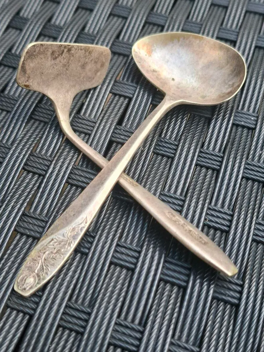 Vintage stamped Silver Childs Spoon & Pusher - Image 1