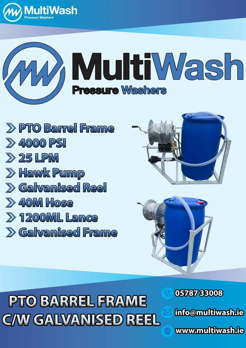 Hawk PTO Tractor Washer Barrel Frame with Reel - Image 2