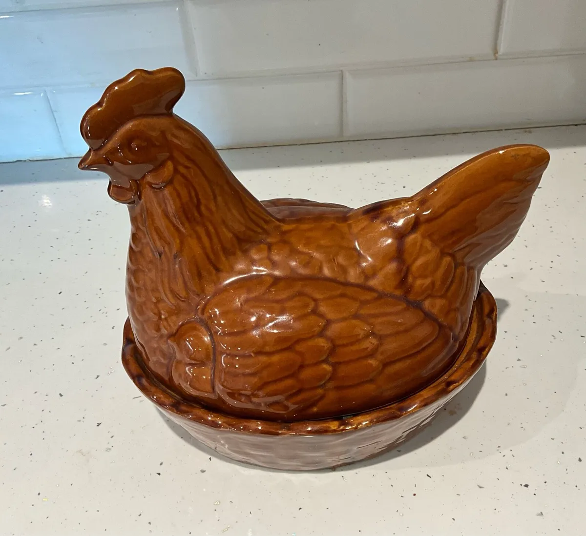Brown China Hen on Nest Egg Holder - Image 1